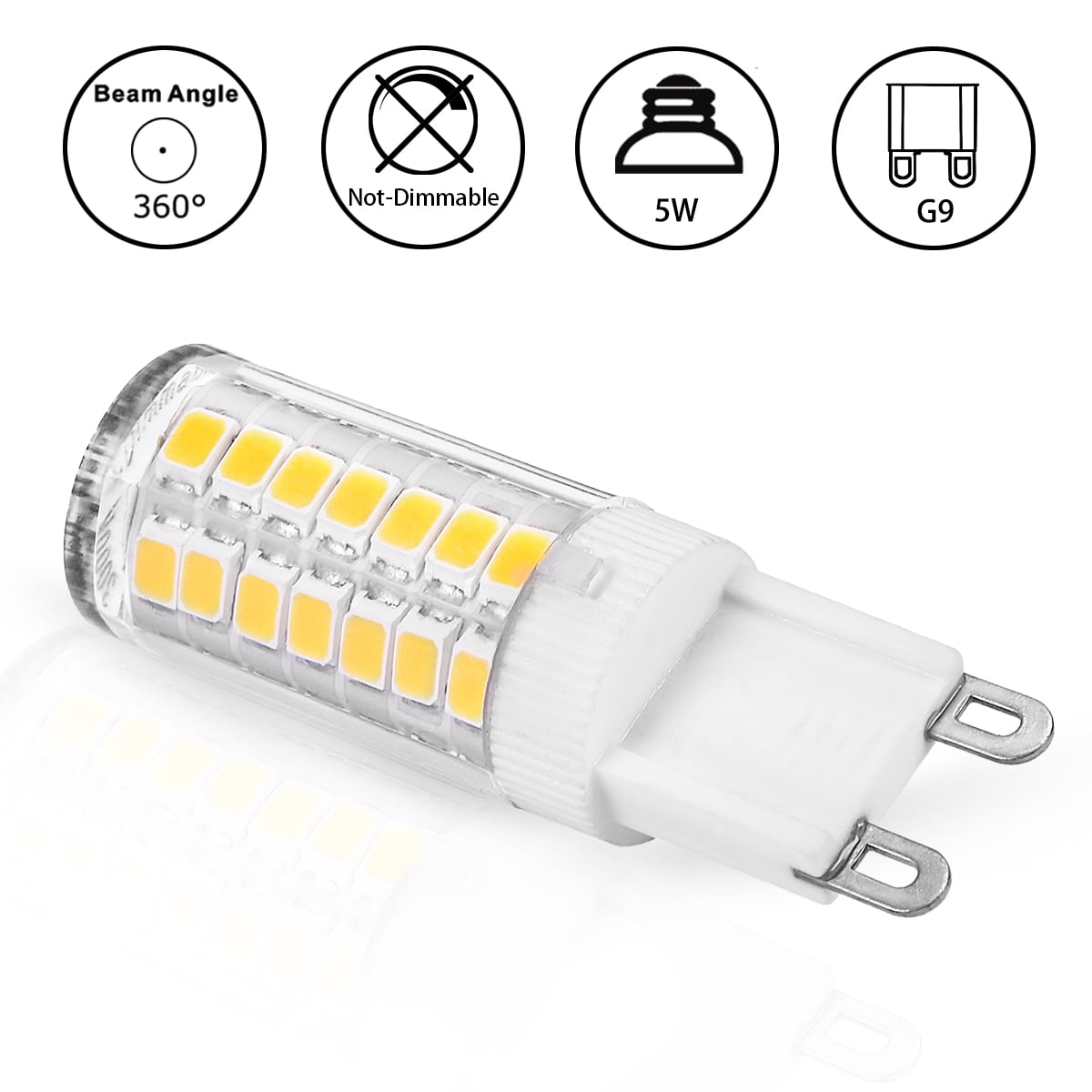 Pack of 1 140 Lumens 2700-3200 K LED Bulb G9 1.5 W AC200 – 240 V Equivalent to 15 W Halogen Lamp Warm White 